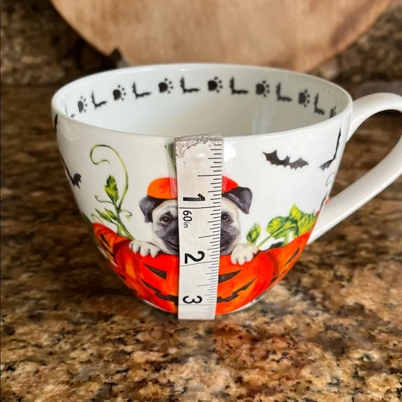 Portobello By Design Bone China Pug Pumpkin Coffee Mug - Picture 8 of 9